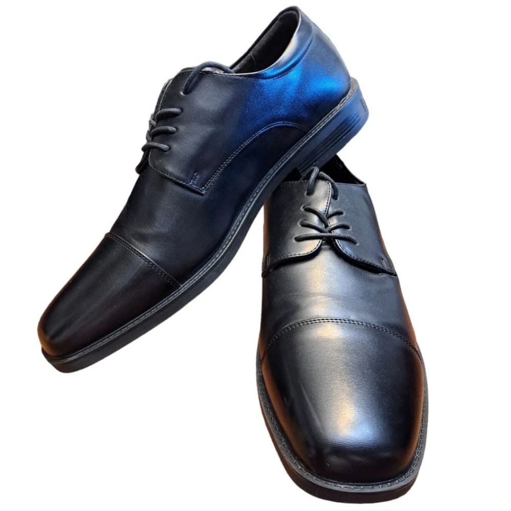 APT 9 Oxford Shoes Men's 10.5M Denver Comfort Ortholite Eco Black Faux Leather